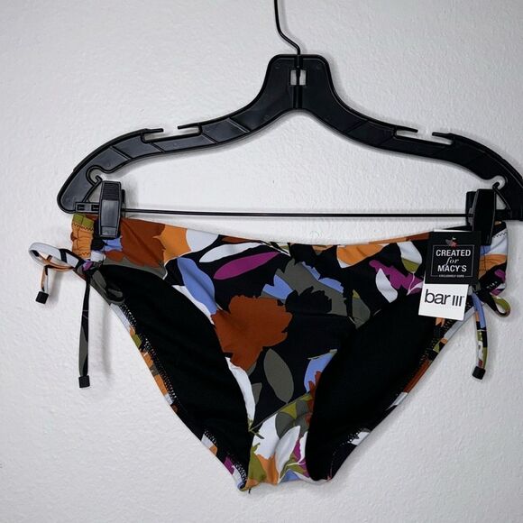 Bar Ill OLIVE MULTI Printed Side-Shirred Hipster Bikini Swim Bottom Size Medium - Picture 7 of 10